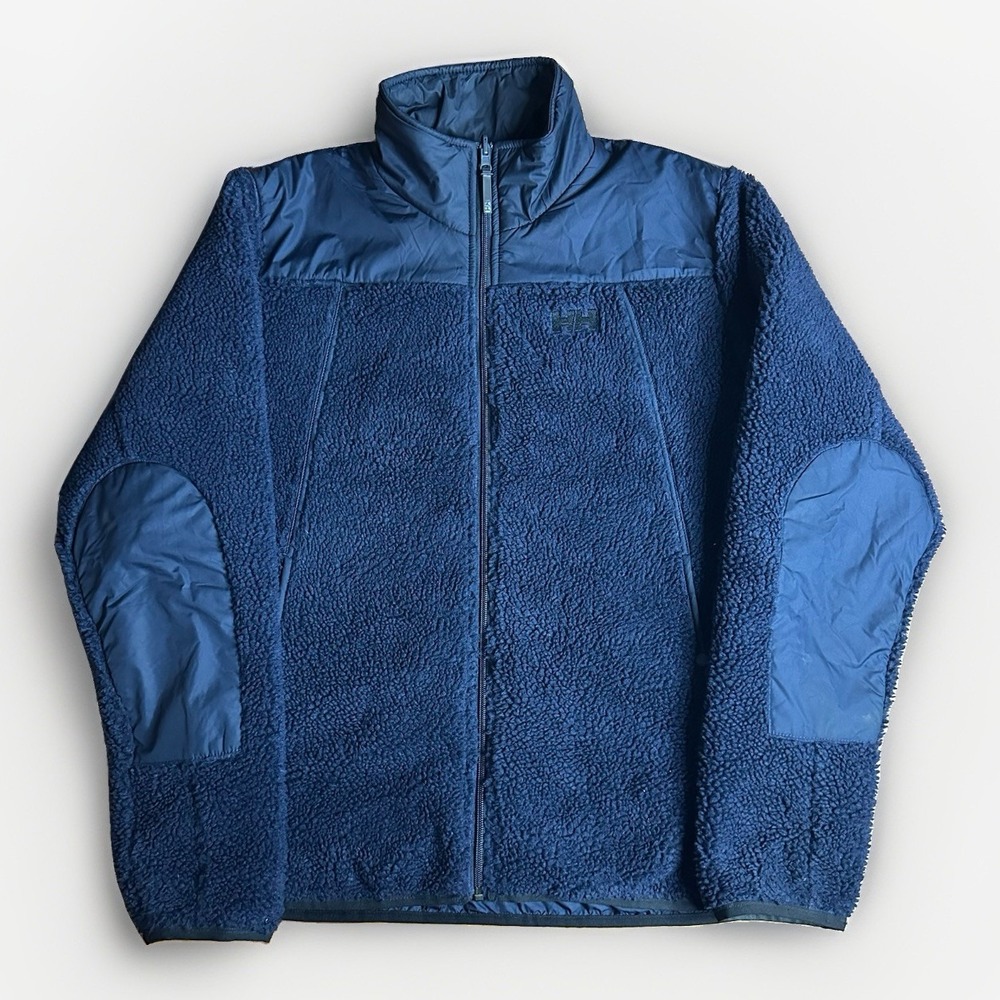 Helly Hansen Reversible Jacket Mens Medium Navy Nylon Sherpa Full Zip Outdoor